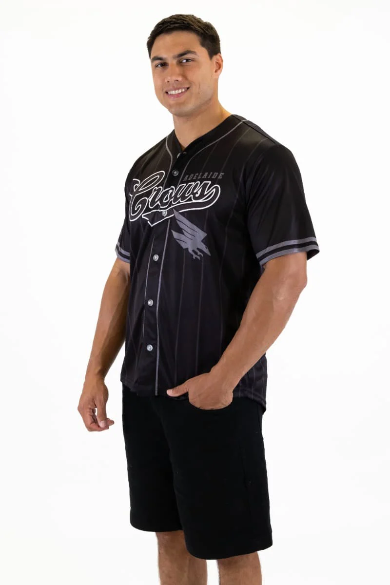 Adelaide Crows 2025 AFL Mens Blackout Baseball Shirt - Image 2