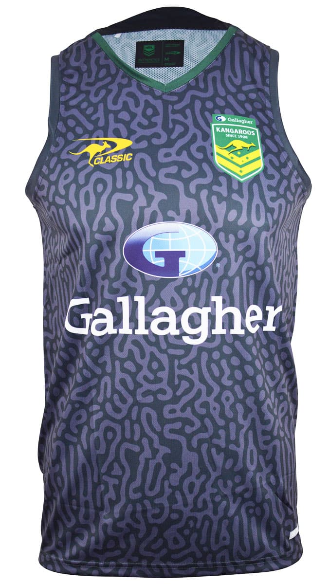 Australian Kangaroos 2024 NRL Mens Grey Training Singlet - Image 2