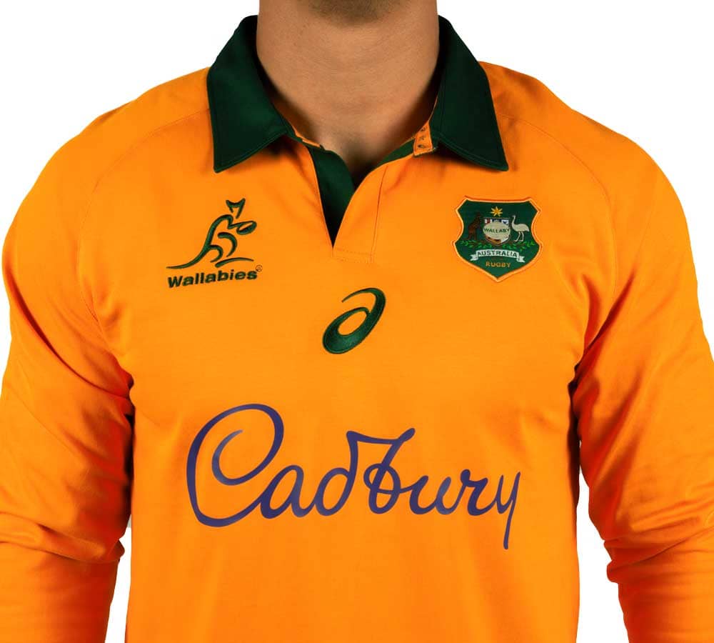 Australian Wallabies Rugby Union Mens Long Sleeve Home Jersey - Image 2