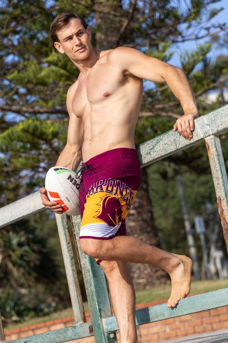 Brisbane Broncos 2025 NRL Mens Barrel Board Shorts - Image 3