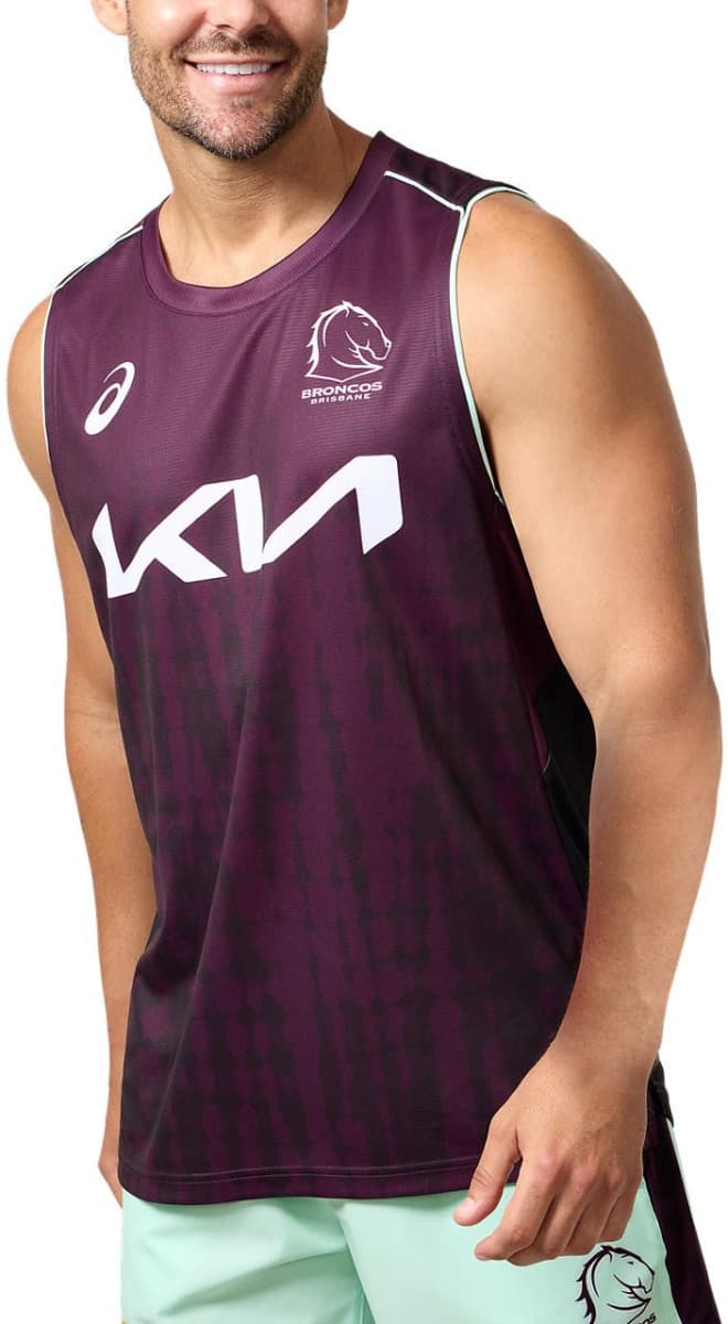 Brisbane Broncos 2025 NRL Mens Maroon Training Singlet