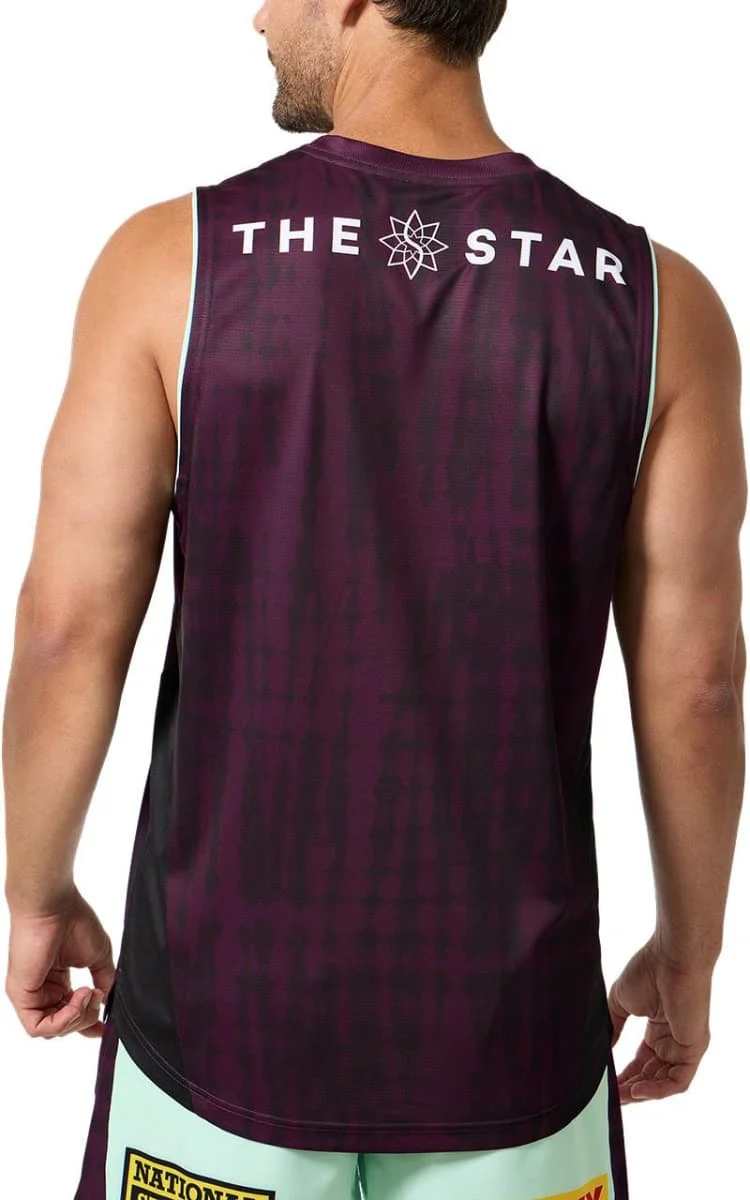Brisbane Broncos 2025 NRL Mens Maroon Training Singlet - Image 2