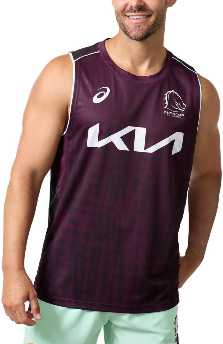 Brisbane Broncos 2025 NRL Mens Maroon Training Singlet - Image 3