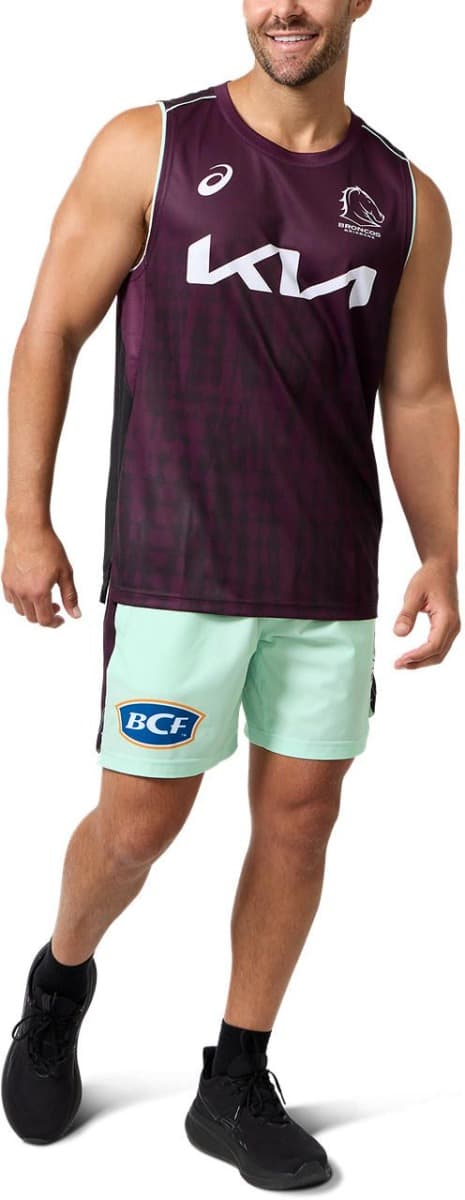 Brisbane Broncos 2025 NRL Mens Maroon Training Singlet - Image 6