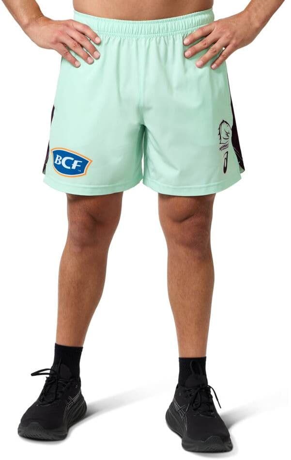 Brisbane Broncos 2025 NRL Mens Mint Training Shorts - Image 3