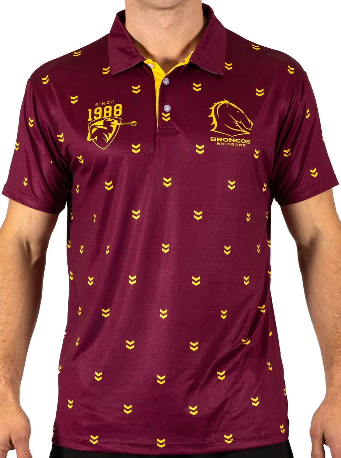 Brisbane Broncos 2025 NRL Mens Mulligan Golf Polo Shirt