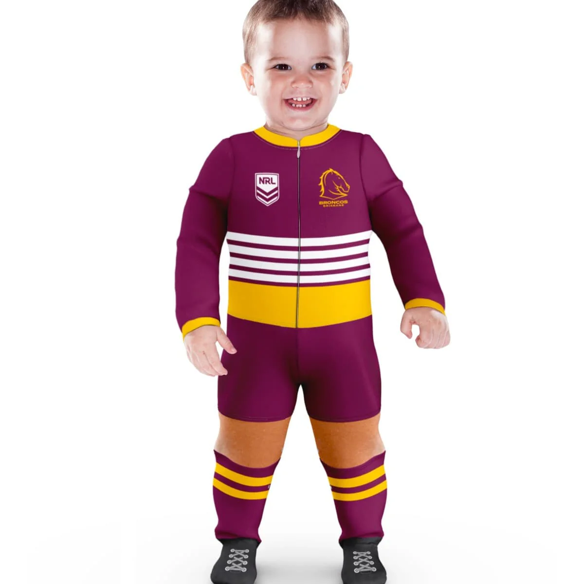 Brisbane Broncos NRL Infant Zip Footysuit
