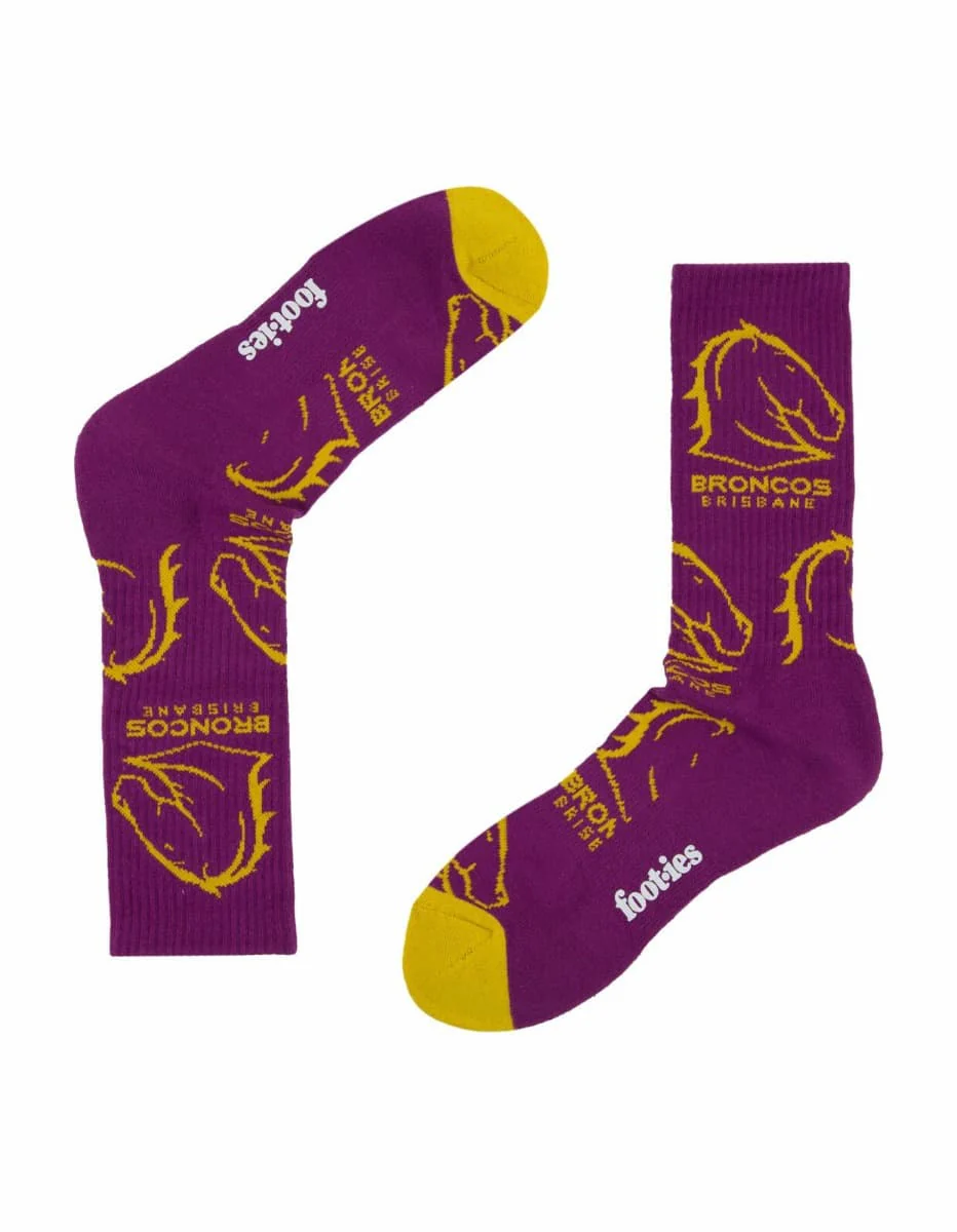 Brisbane Broncos NRL Logos Sneaker Socks 2 Pack - Image 3
