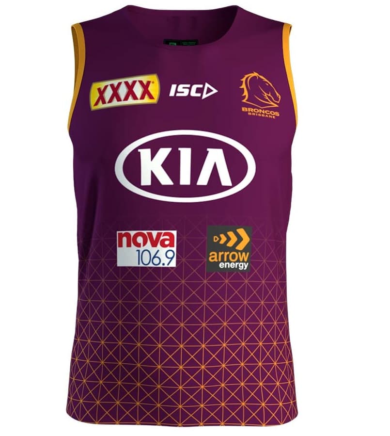 Brisbane Broncos NRL Mens Maroon Training Singlet - Image 4