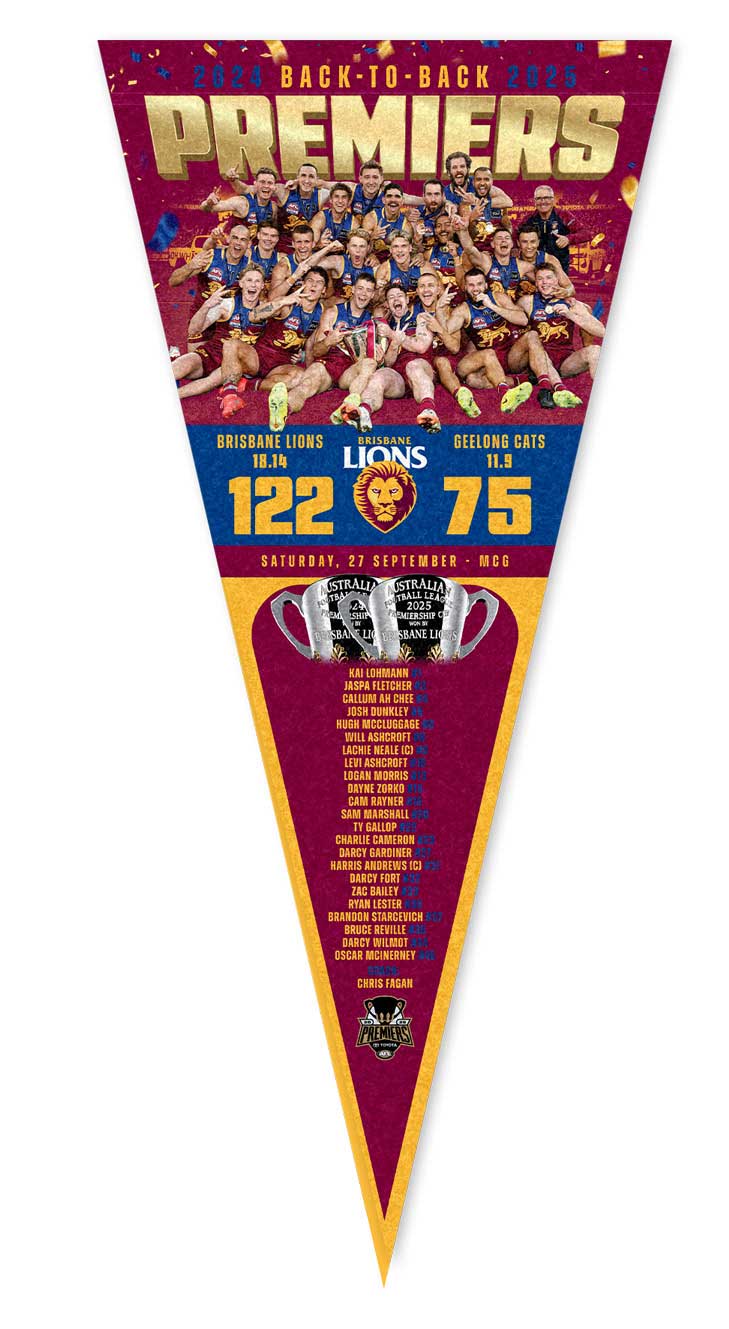 Brisbane Lions 2025 AFL Premiers Team Pennant