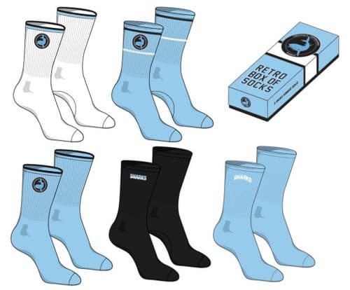 Cronulla Sharks NRL Retro 5 Pack Box Socks - Image 3