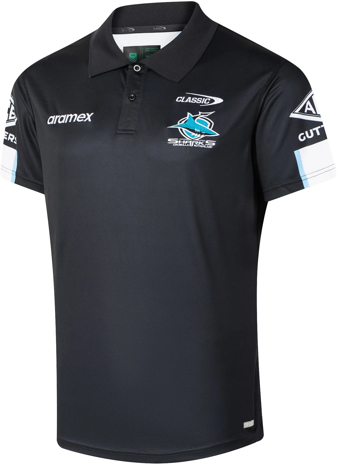 Cronulla Sharks 2026 NRL Mens Black Media Polo Shirt - Image 2