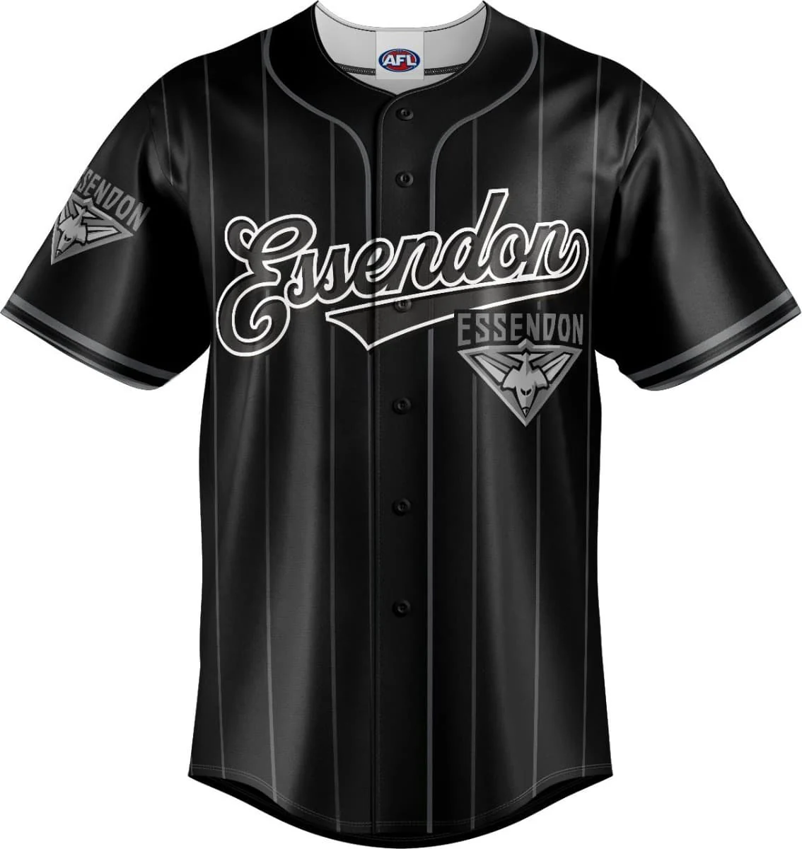 Essendon Bombers 2025 AFL Mens Blackout Baseball Shirt - Image 6