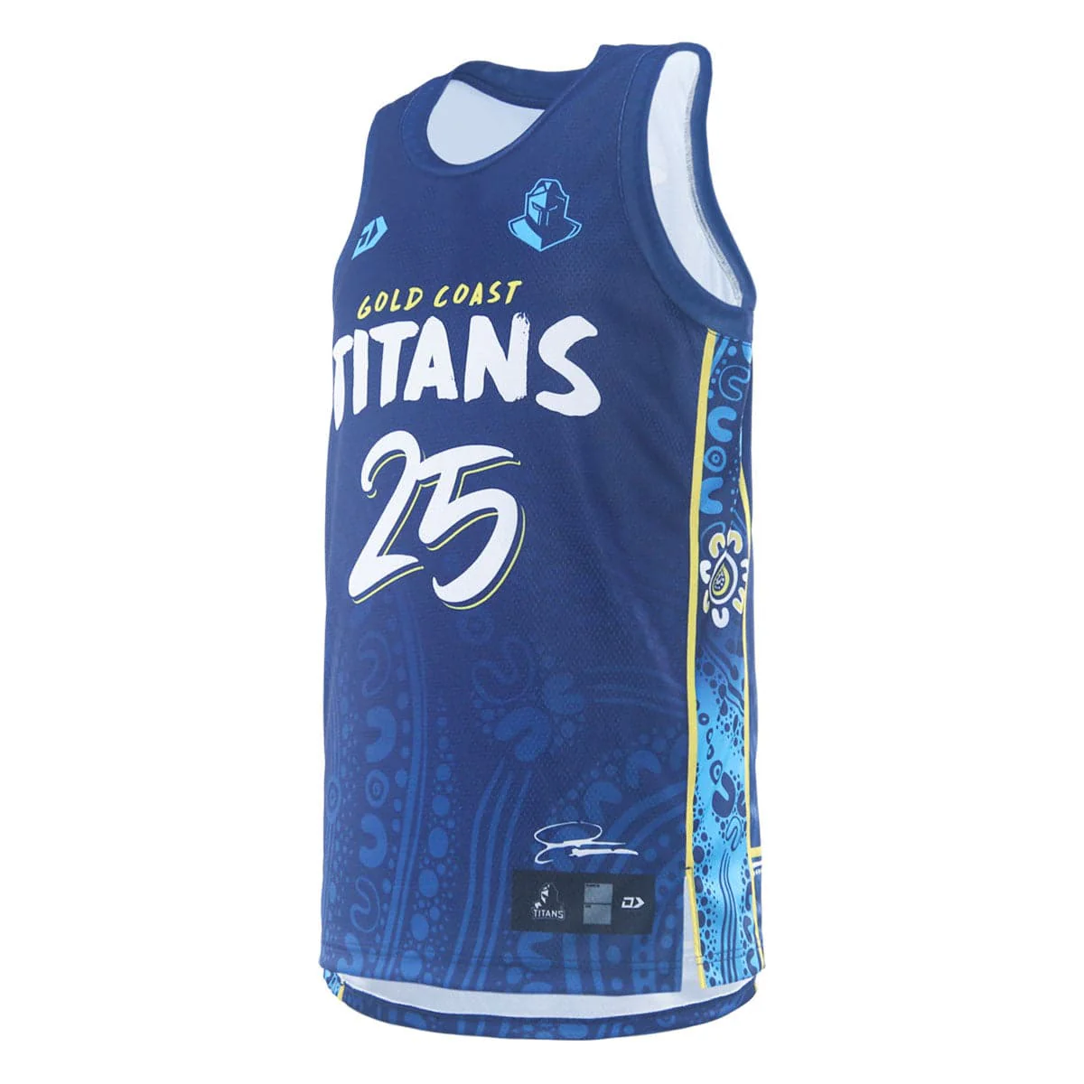 Gold Coast Titans 2025 NRL Mens Indigenous Basketball Singlet - Image 4