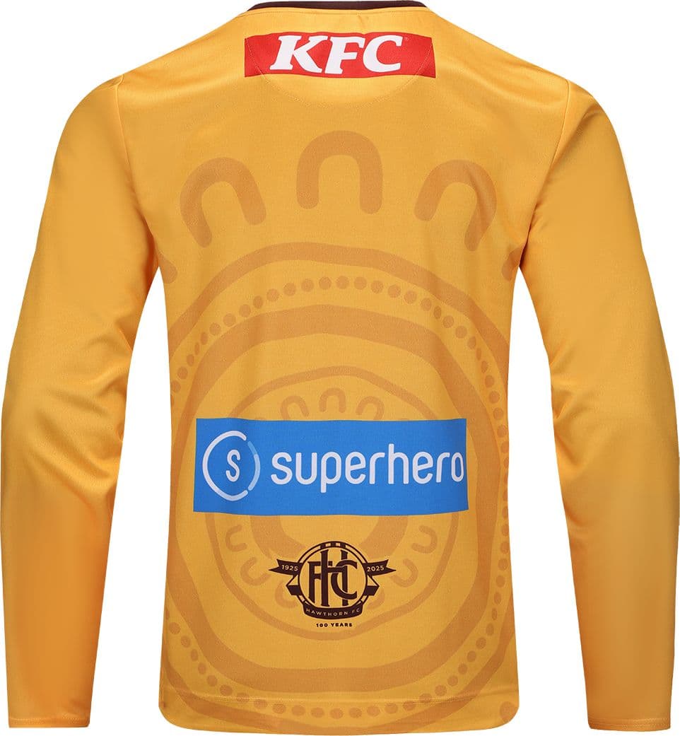 Hawthorn Hawks 2025 AFL Mens Gold Long Sleeve Indigenous Guernsey - Image 2