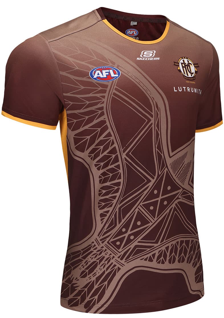 Hawthorn Hawks 2025 AFL Mens Brown Run Out Shirt - Image 3