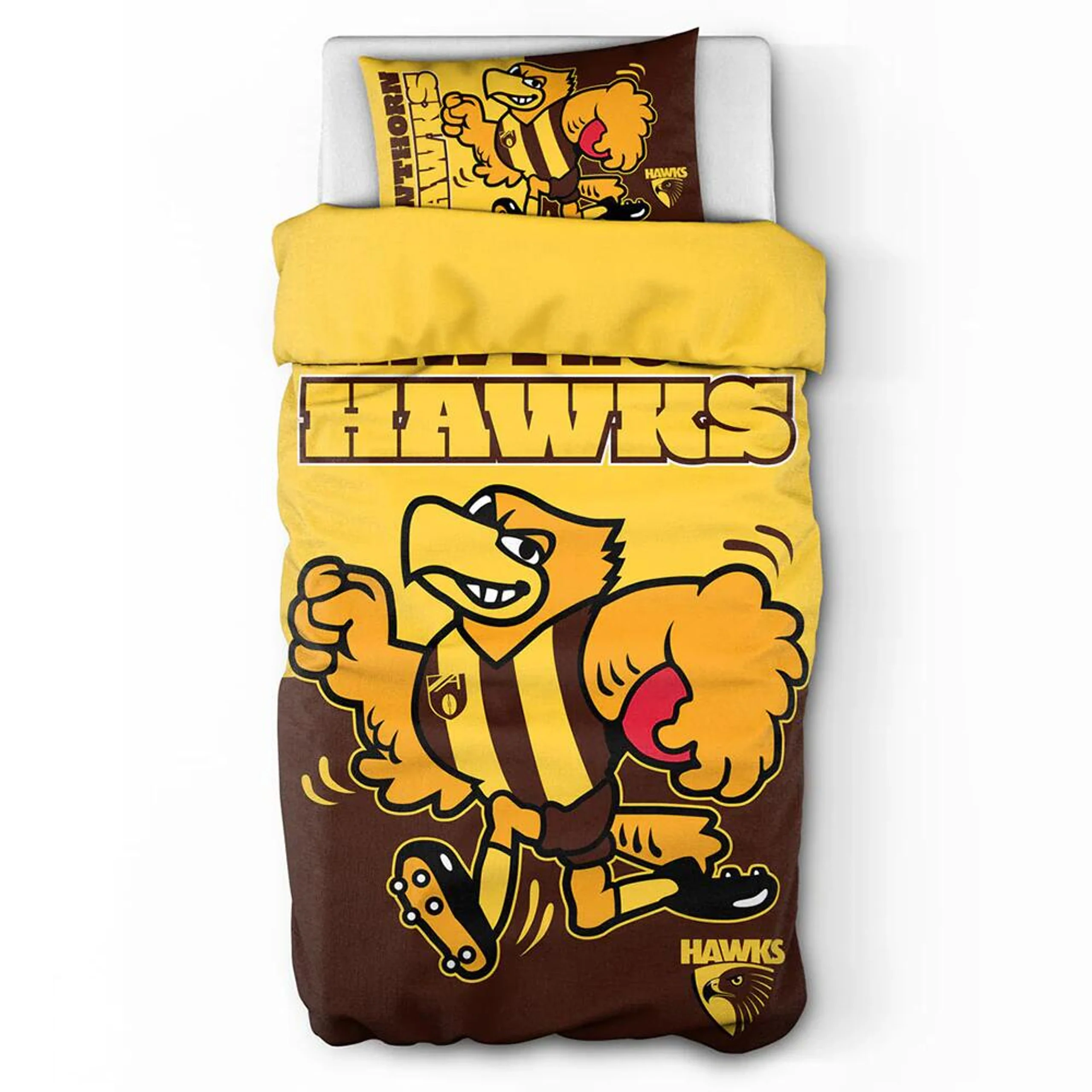 Hawthorn Hawks AFL 2025 Single Quilt Cover Set
