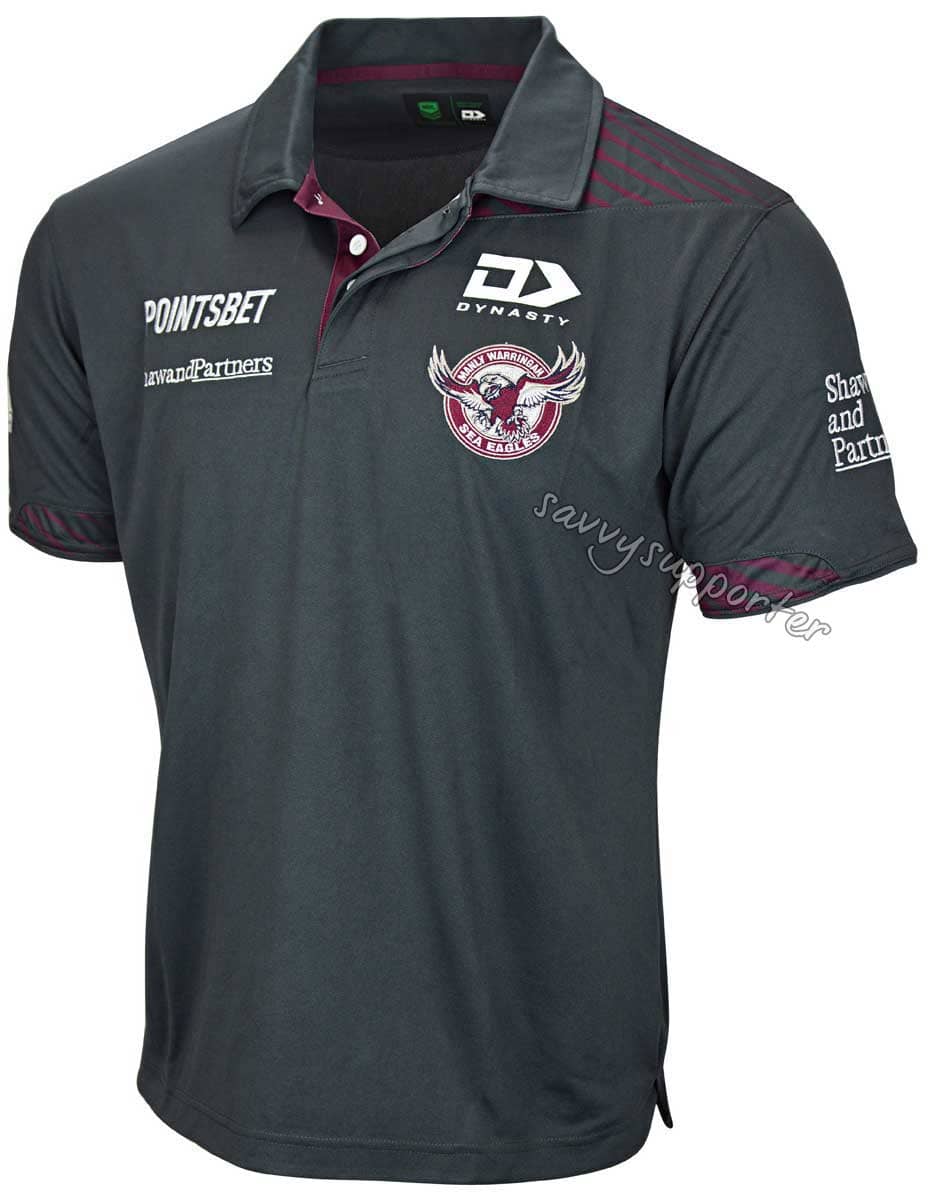 Manly Sea Eagles 2023 NRL Mens Charcoal Alternate Polo Shirt