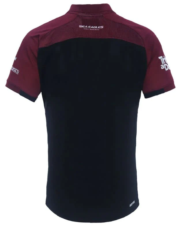 Manly Sea Eagles 2024 NRL Mens Black Alternate Polo Shirt - Image 2