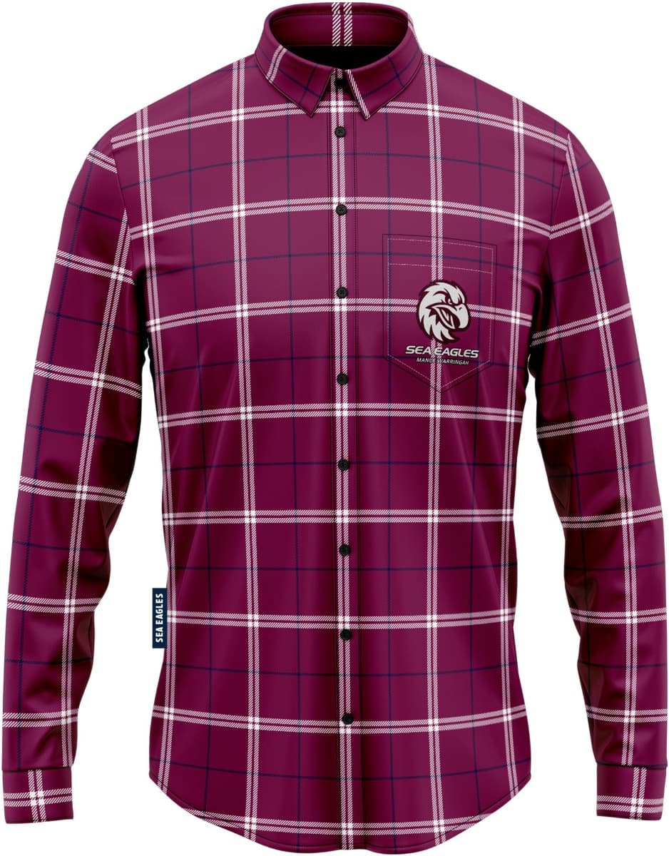 Manly Sea Eagles NRL Mens Mustang Flannel Shirt - Image 3