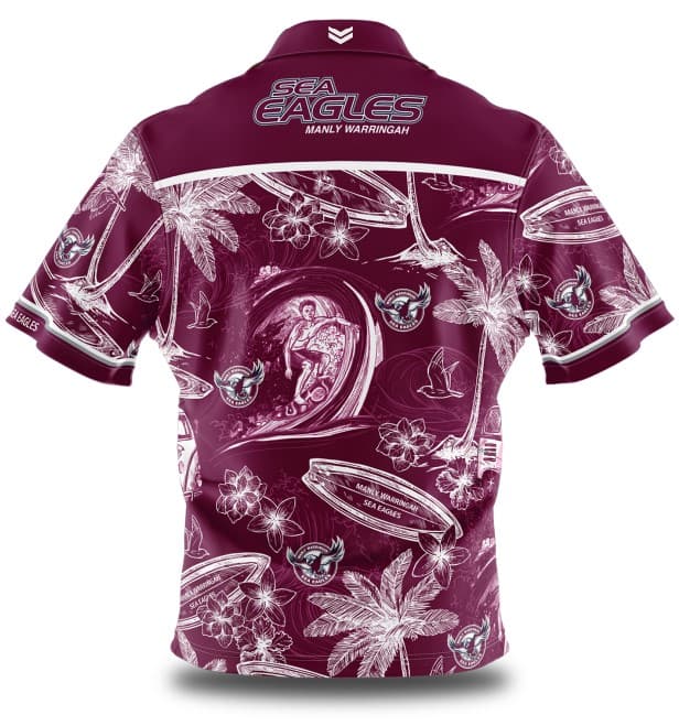 Manly Sea Eagles Mens NRL Hawaiian Shirt - Image 2