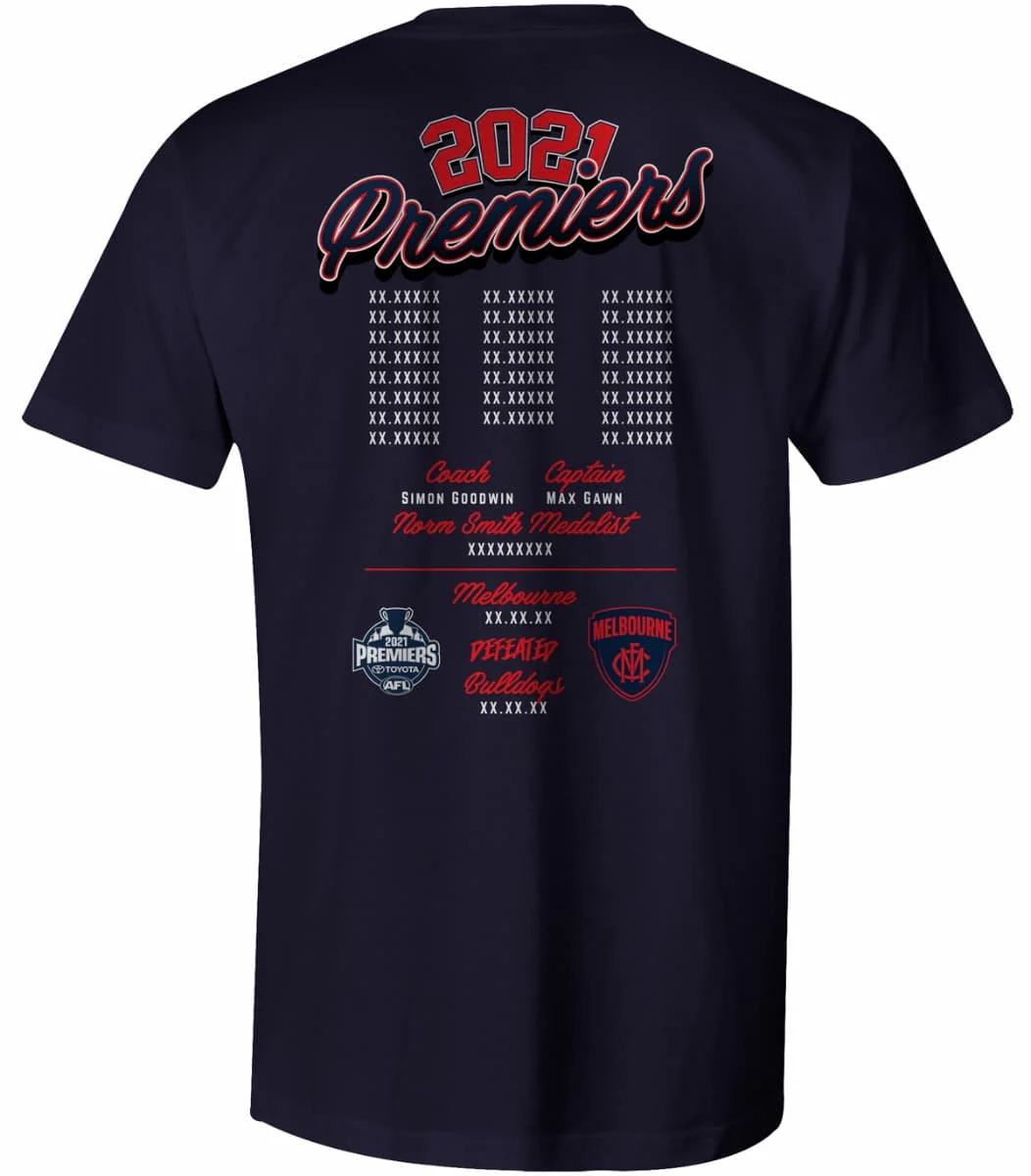 Melbourne Demons 2021 AFL Navy Premiers Tee - Image 2