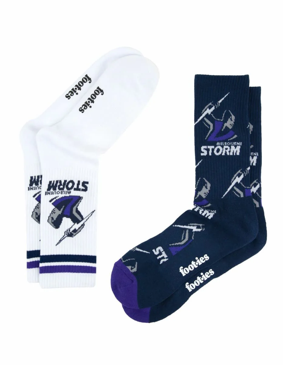 Melbourne Storm NRL Logos Sneaker Socks 2 Pack