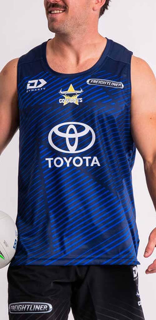 North Queensland Cowboys 2024 NRL Mens Navy Training Singlet - Image 3