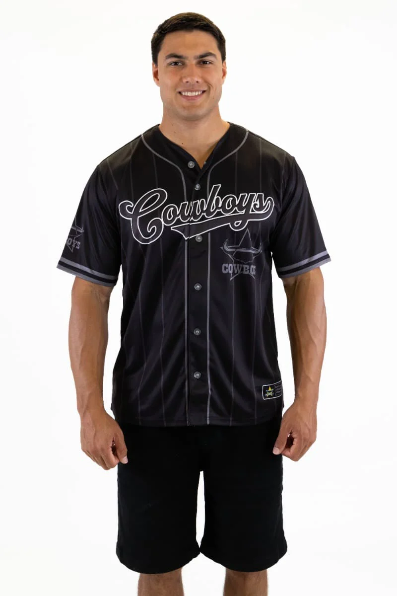 North Queensland Cowboys 2025 NRL Mens Blackout Baseball Shirt - Image 2