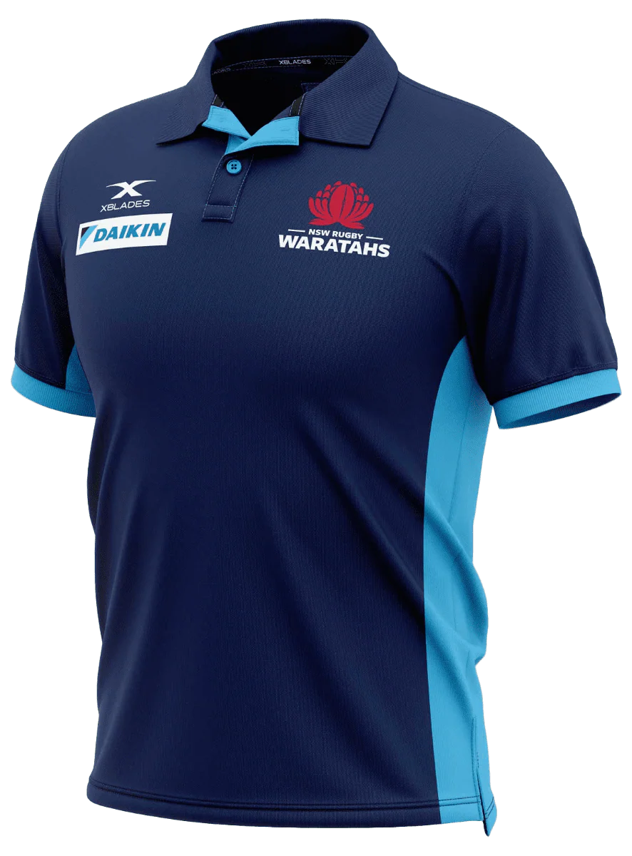 NSW Waratahs Rugby Union Mens Media Polo Shirt