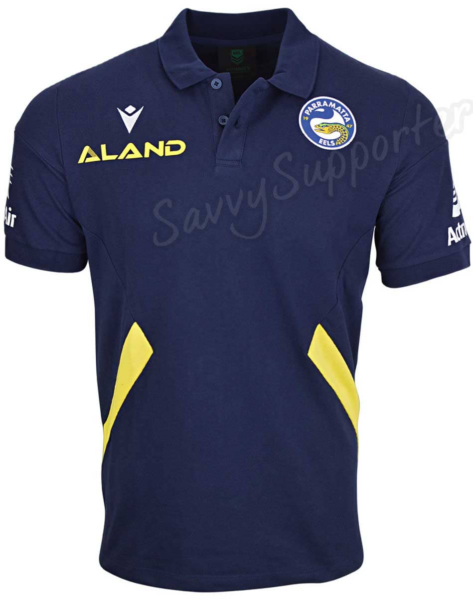 Parramatta Eels 2023 NRL Mens Navy Travel Pique Polo Shirt - Image 2