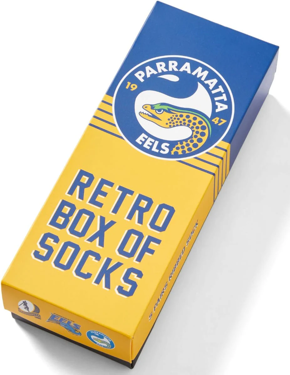 Parramatta Eels NRL Retro 5 Pack Box Socks - Image 2