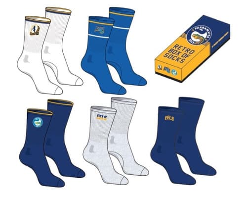 Parramatta Eels NRL Retro 5 Pack Box Socks - Image 3