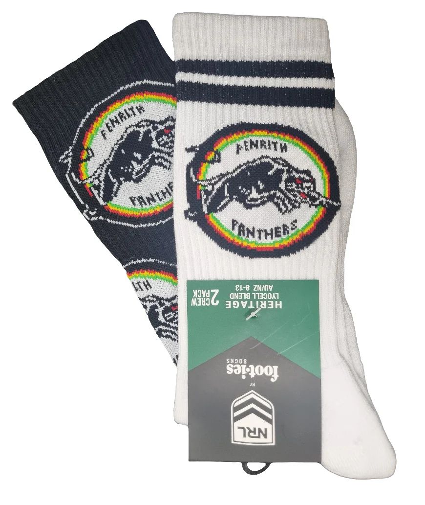 Penrith Panthers 2026 NRL Mens 8-13 Retro Sneaker Sock 2 Pack