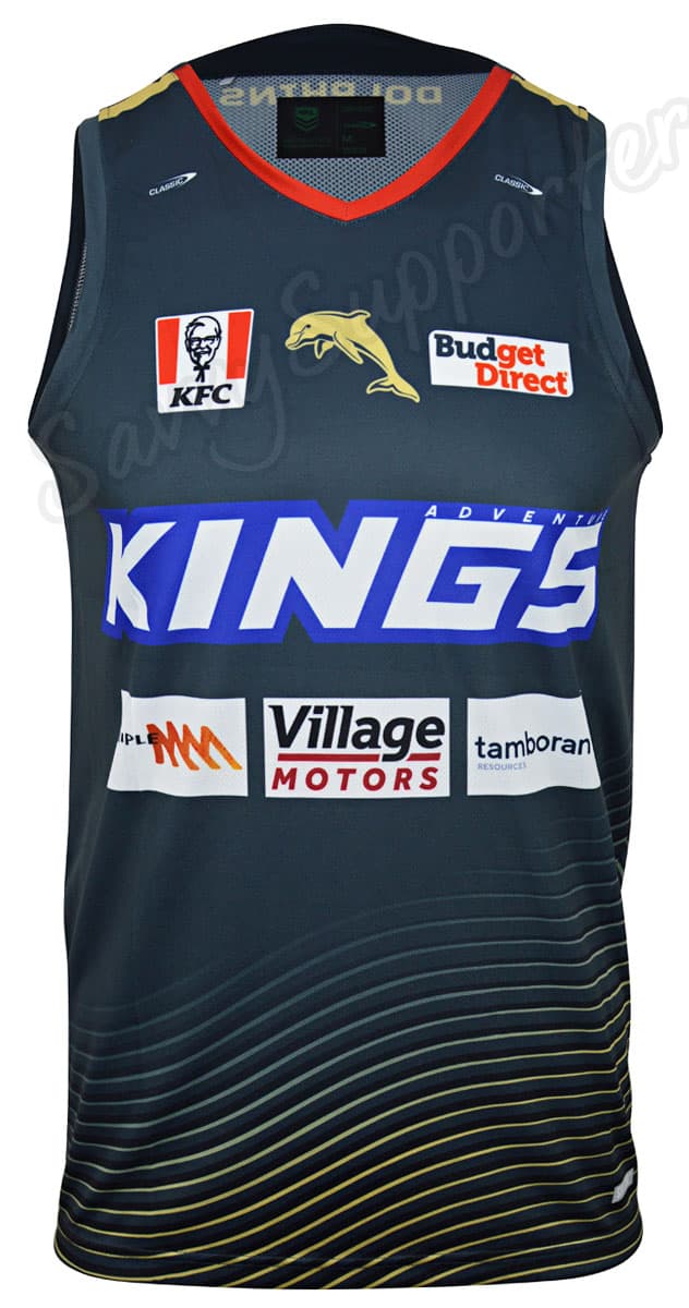 Redcliffe Dolphins 2024 NRL Mens Charcoal Training Singlet - Image 2
