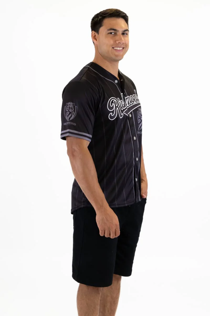 Richmond Tigers 2025 AFL Mens Blackout Baseball Shirt - Image 3
