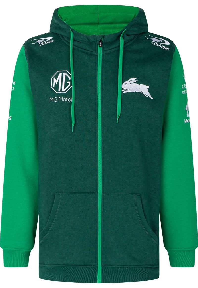 South Sydney Rabbitohs NRL Mens Green Full Zip Hoodie - Image 2