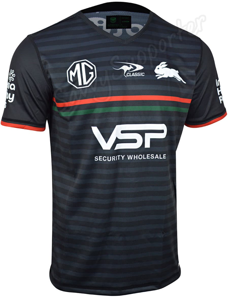 South Sydney Rabbitohs 2024 NRL Mens Black Training Shirt - Image 3