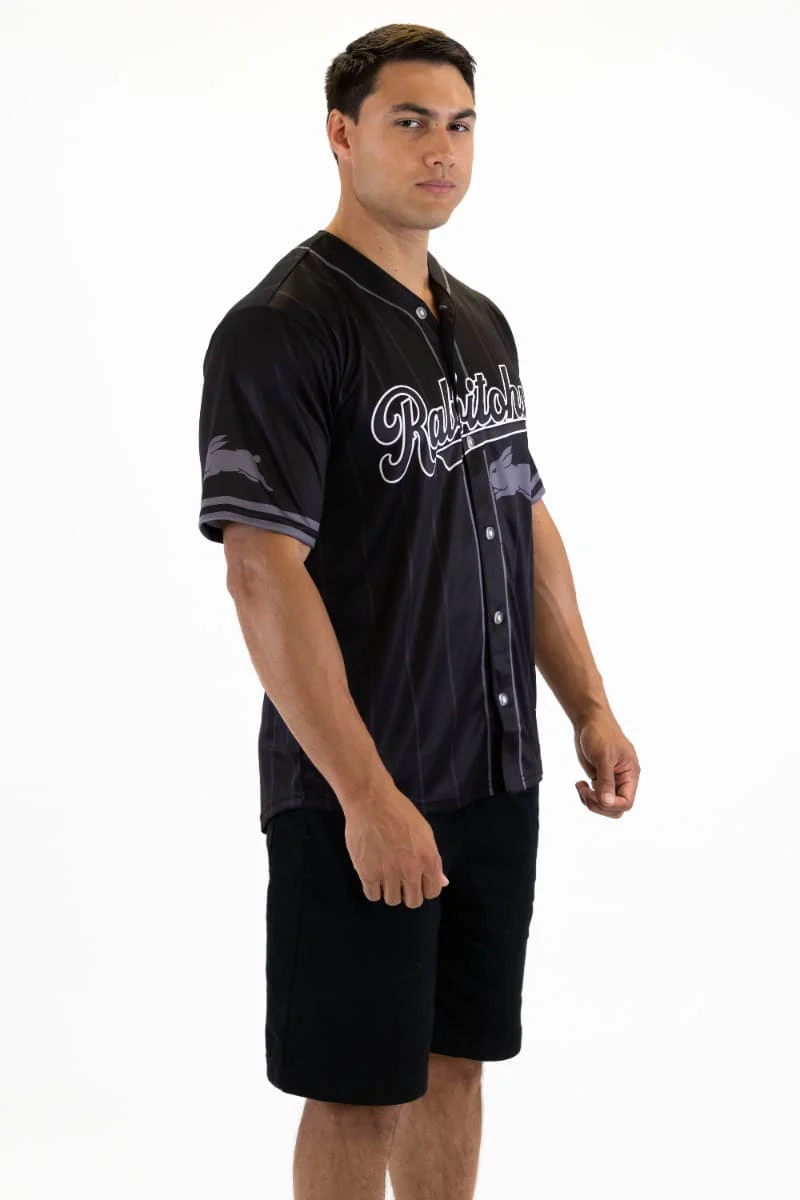 South Sydney Rabbitohs 2025 NRL Mens Blackout Baseball Shirt - Image 4