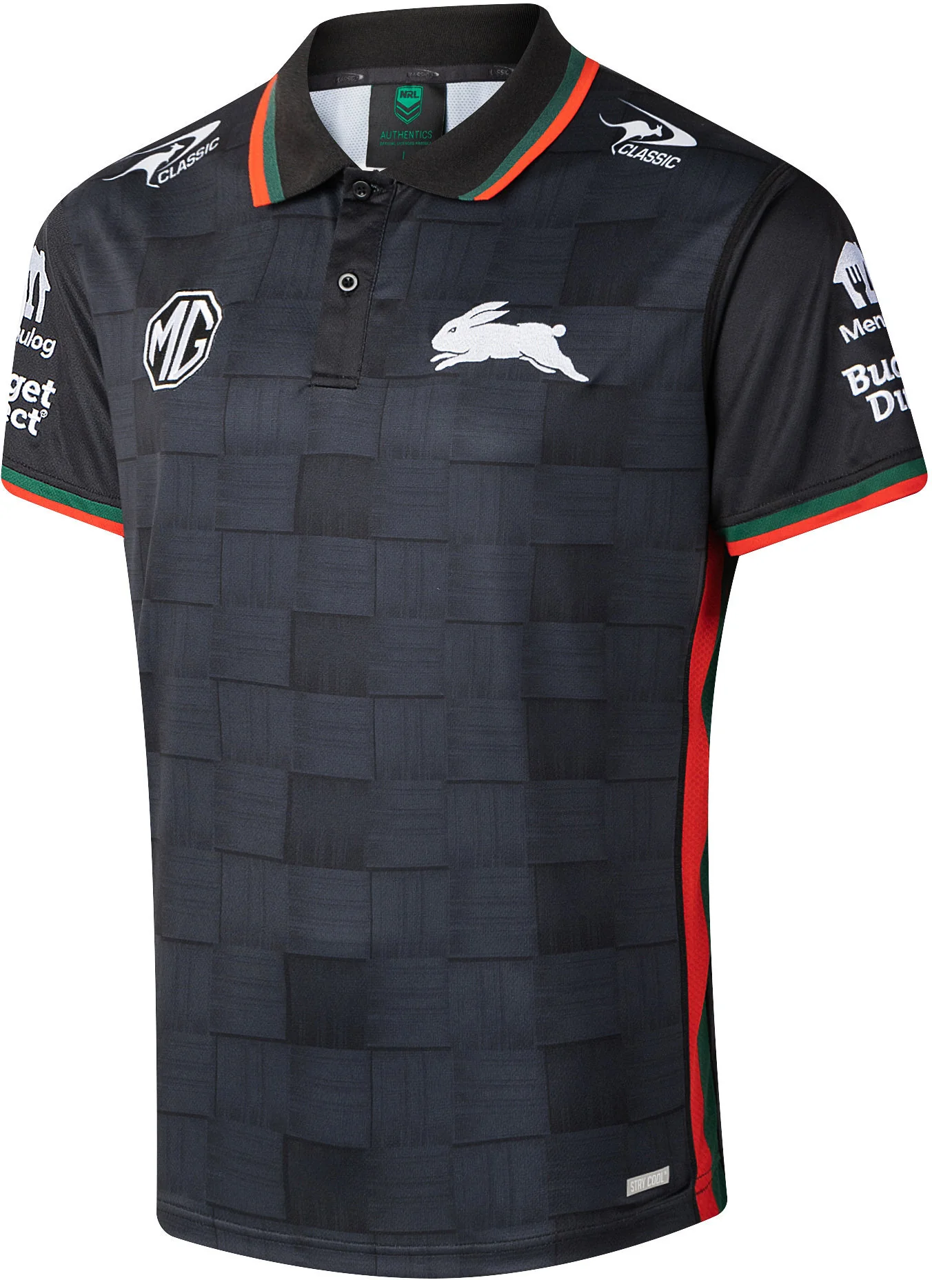 South Sydney Rabbitohs 2026 NRL Mens Black Team Polo Shirt