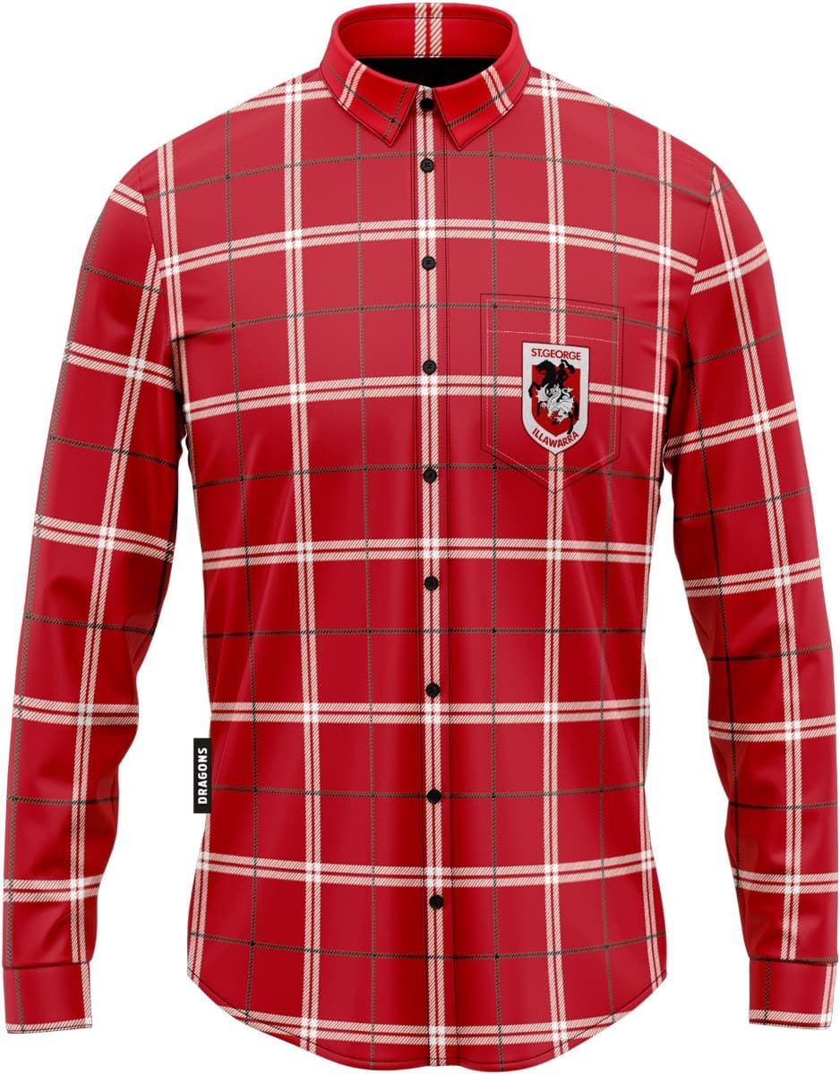 St George Dragons NRL Mens Mustang Flannel Shirt - Image 3