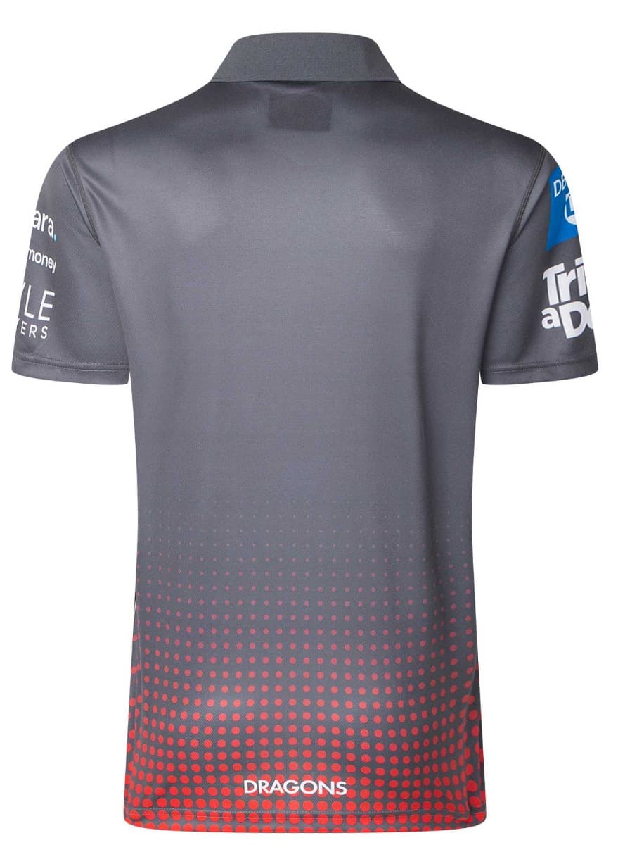 St George Dragons 2025 NRL Mens Black Team Polo Shirt - Image 2