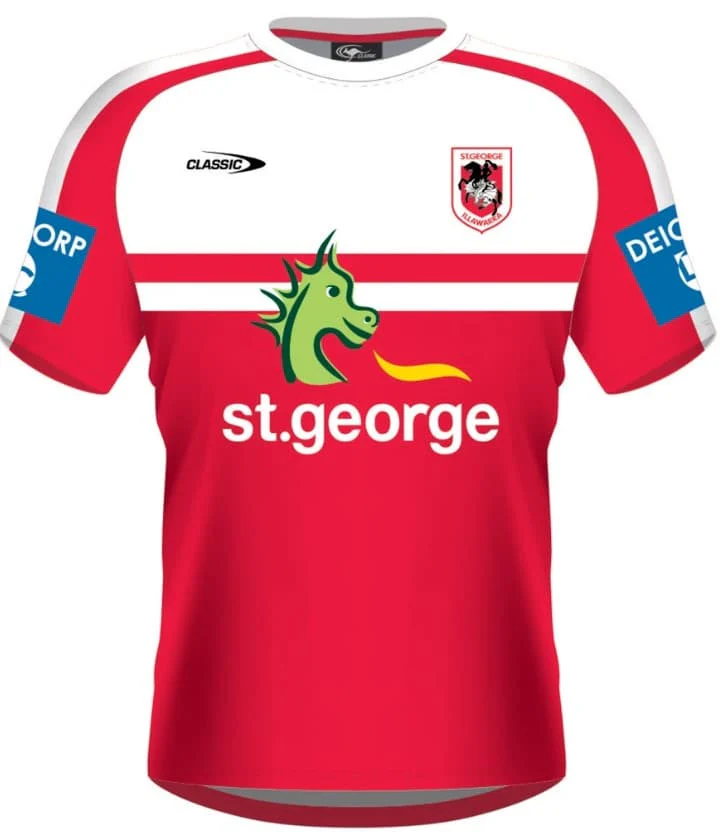 St George Dragons NRL Mens Red / White Training Shirt - Image 5