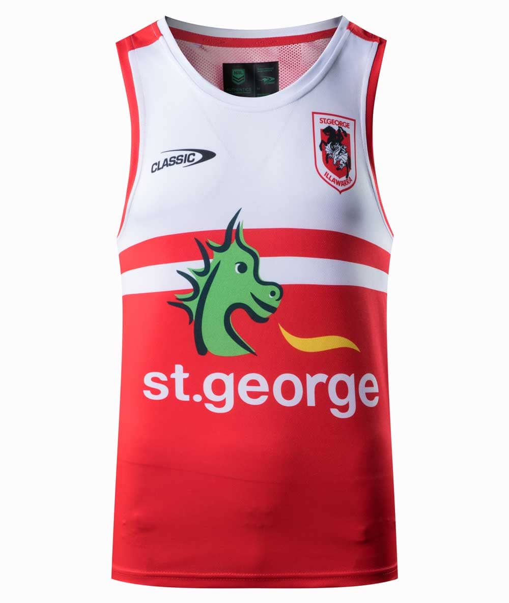 St George Dragons NRL Mens Red / White Training Singlet - Image 4