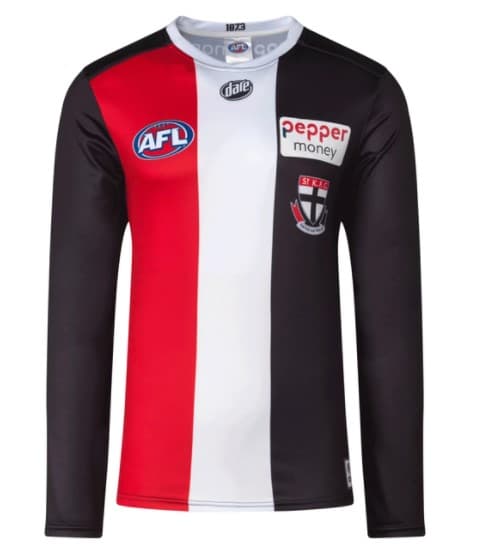 St Kilda Saints AFL Mens Long Sleeve Home Guernsey - Image 2