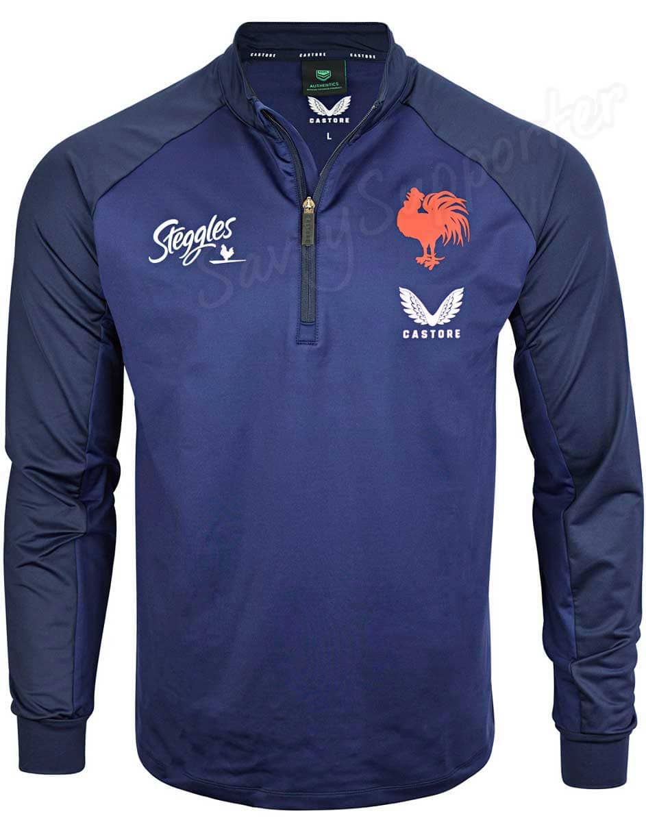 Sydney Roosters NRL Mens Navy Training Quarter Zip Top - Image 3
