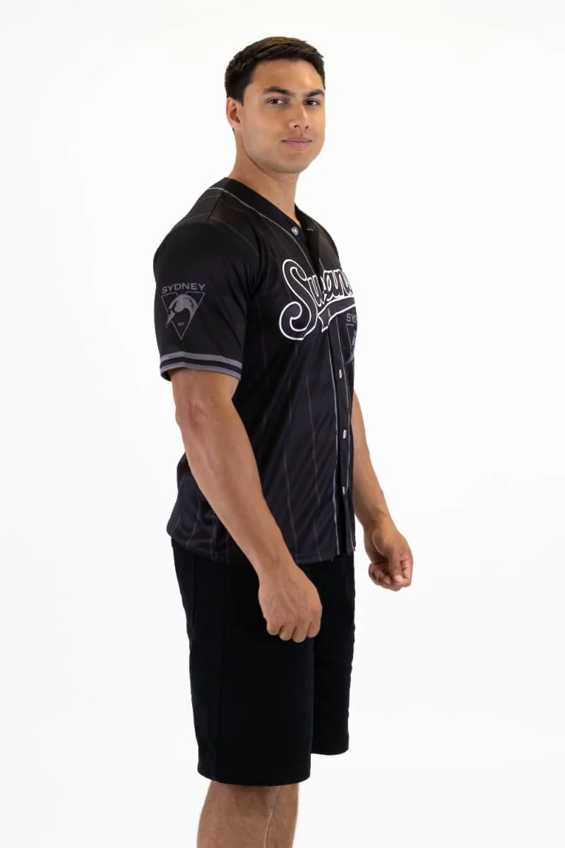 Sydney Swans 2025 AFL Mens Blackout Baseball Shirt - Image 3