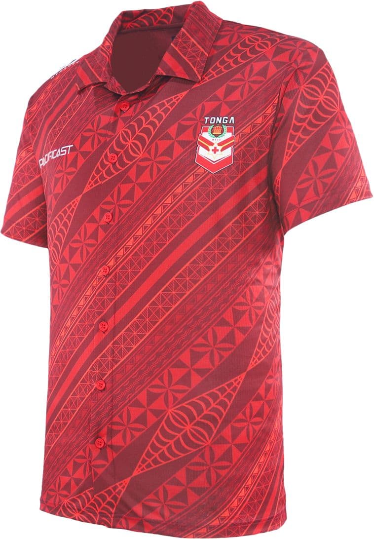 Tonga 2025 Rugby League Mens Button Up Polo Shirt - Image 2