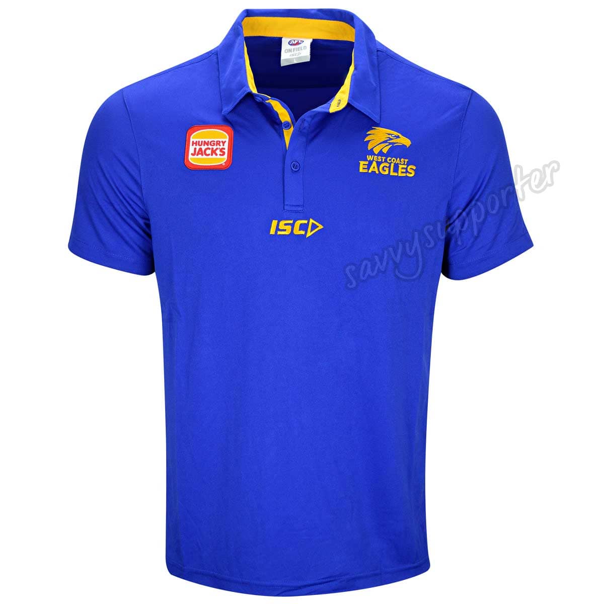 West Coast Eagles AFL Royal Media Polo Shirt - Image 2