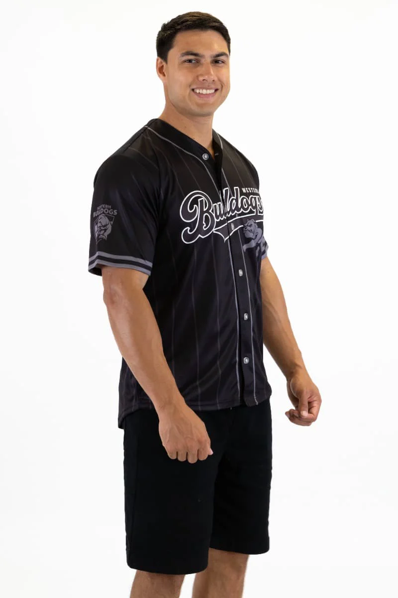 Western Bulldogs 2025 AFL Mens Blackout Baseball Shirt - Image 3